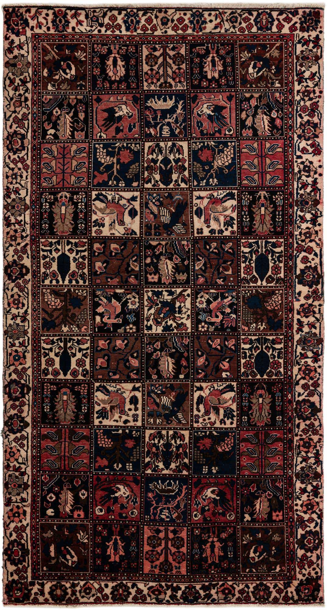 5' 1 x 9' 7 Hand Knotted Bakhtiar Persian Wool Runner Rug