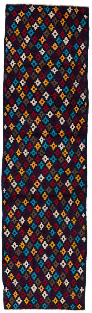 2' 10 x 10' Hand Knotted Balouch Wool Runner Rug