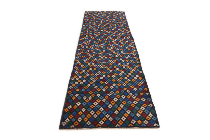 Detail image of 3' x 9' 7 Hand Knotted Balouch Wool Runner Rug
