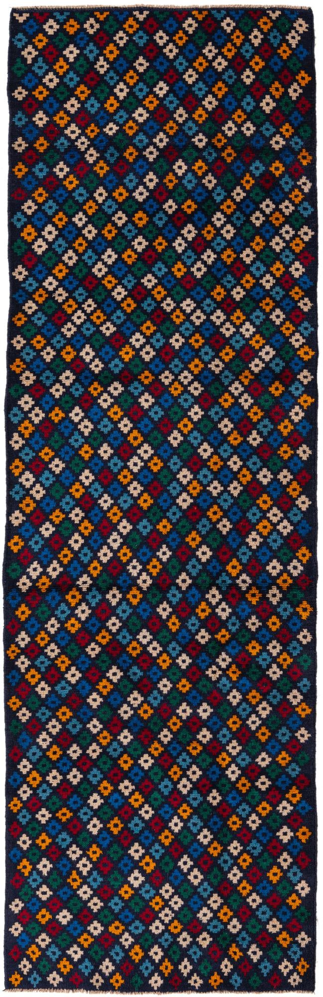3' x 9' 7 Hand Knotted Balouch Wool Runner Rug