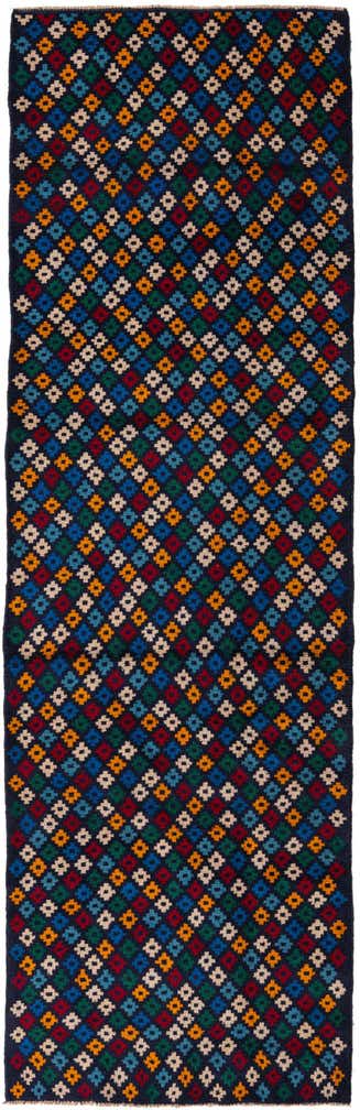 3' x 9' 7 Hand Knotted Balouch Wool Runner Rug