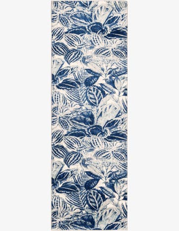 Navy Blue Blossom Runner Rug