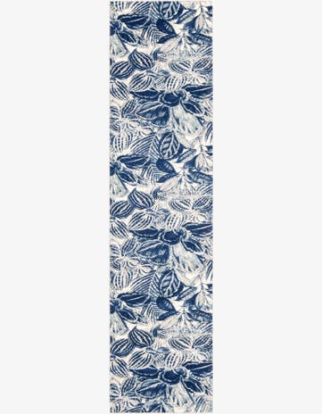 Navy Blue Blossom Runner Rug