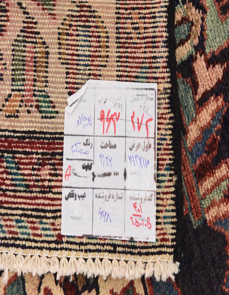 Detail image of 3' 8 x 9' 8  Hand Knotted Borchelu Persian Wool Runner Rug