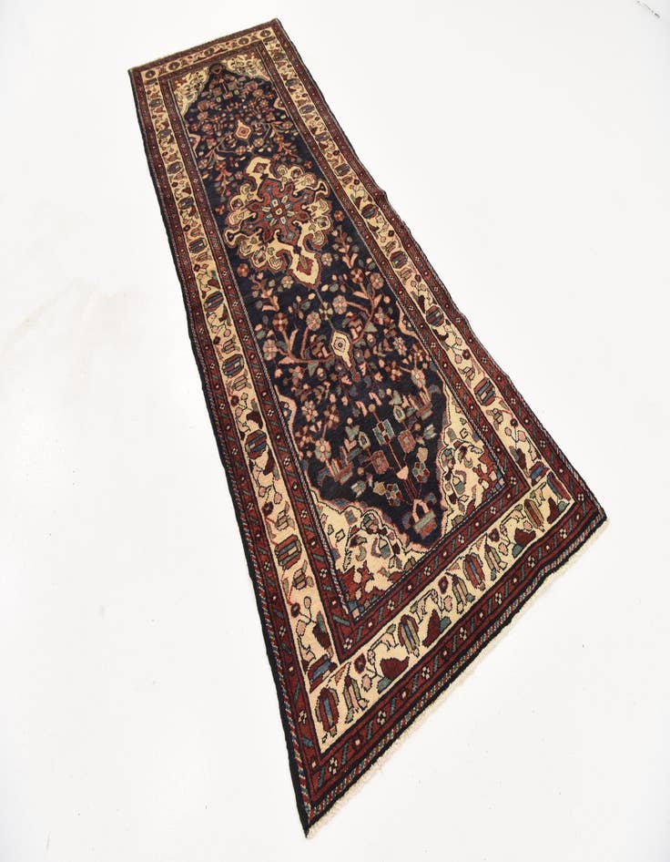 Detail image of 3' 8 x 9' 8  Hand Knotted Borchelu Persian Wool Runner Rug