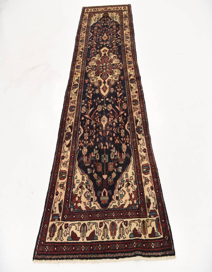 Detail image of 3' 8 x 9' 8  Hand Knotted Borchelu Persian Wool Runner Rug