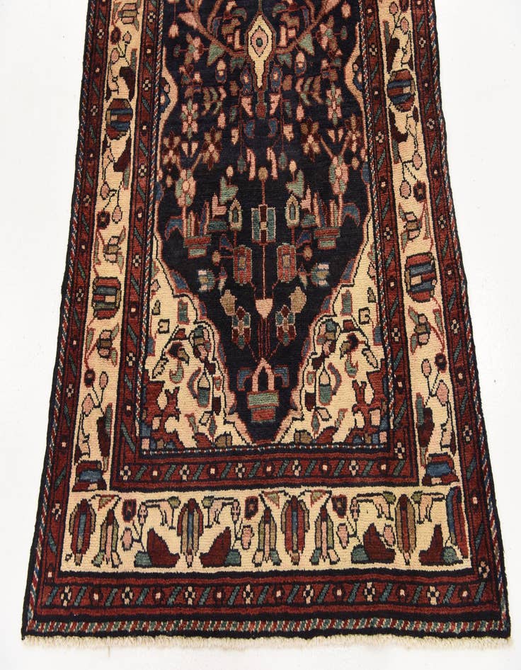 Detail image of 3' 8 x 9' 8  Hand Knotted Borchelu Persian Wool Runner Rug