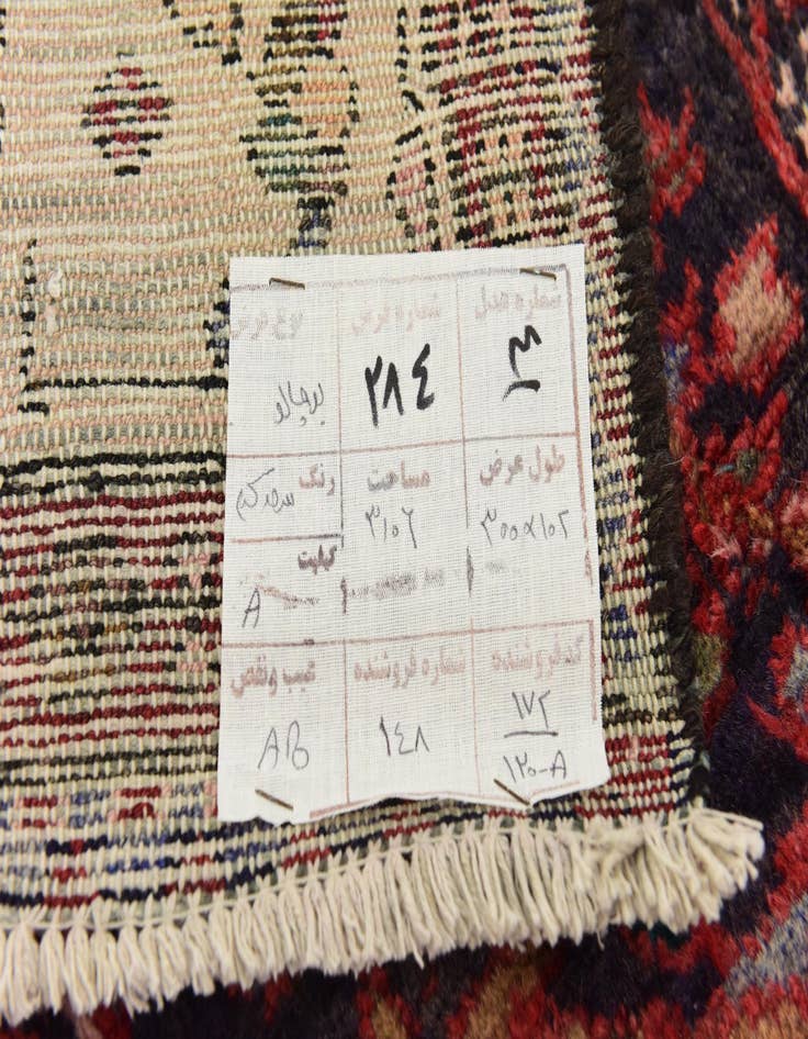 Detail image of 3' 7 x 10'  Hand Knotted Borchelu Persian Wool Runner Rug