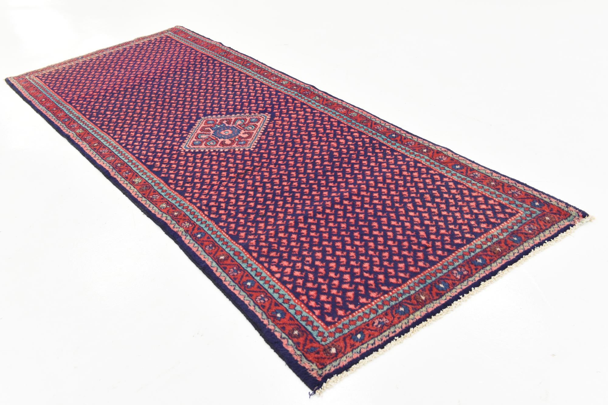 3' 7 x 9' 8 Hand Knotted Botemir Persian Wool Runner Rug