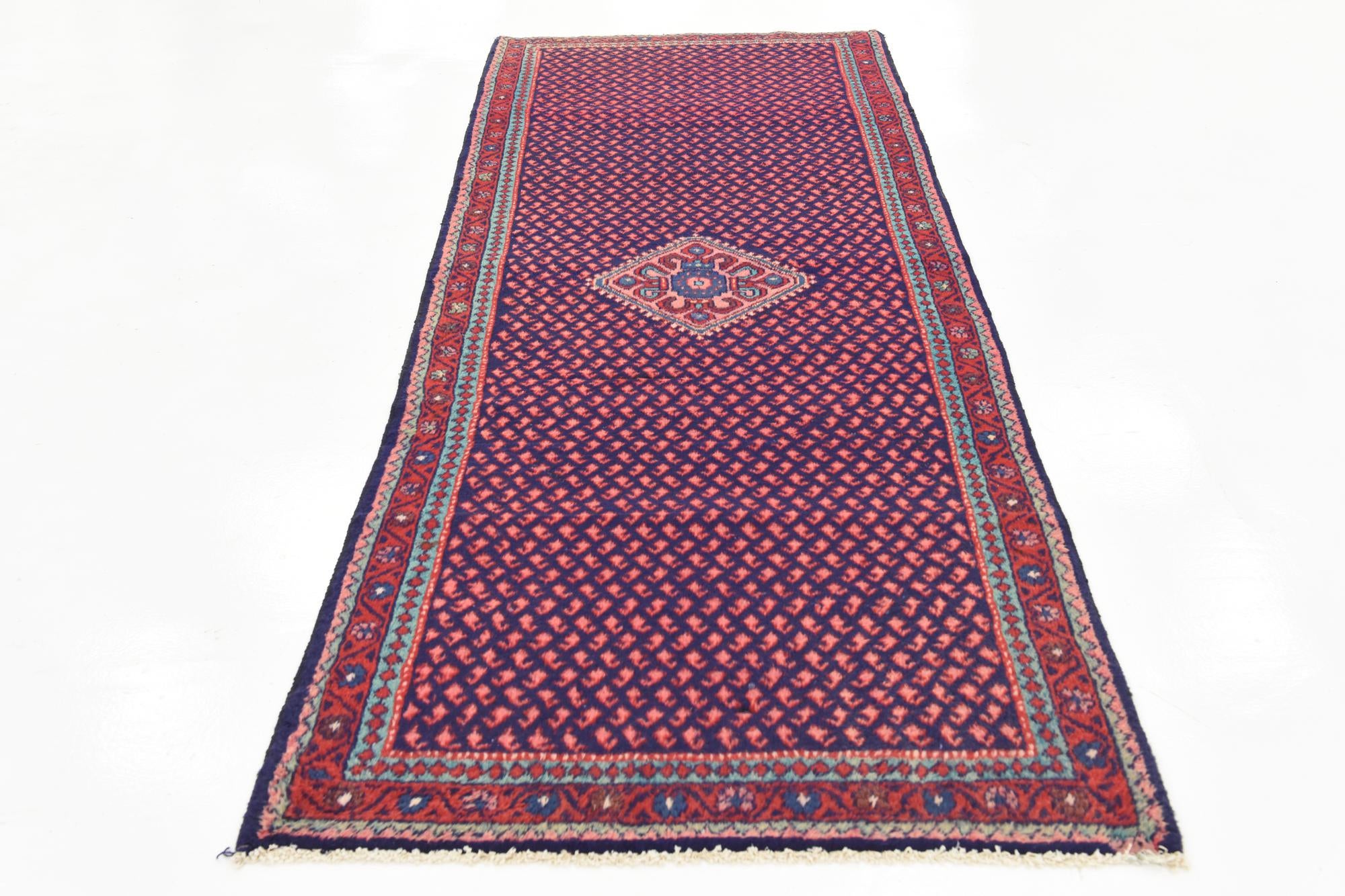 3' 7 x 9' 8 Hand Knotted Botemir Persian Wool Runner Rug