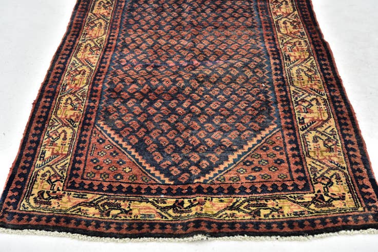 Detail image of 3' 5 x 10' 2 Hand Knotted Botemir Persian Wool Runner Rug