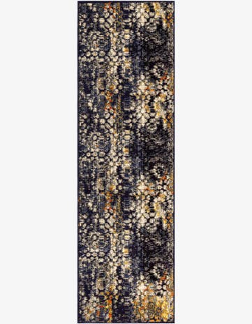 Navy Blue Washable Carnevale Runner Rug
