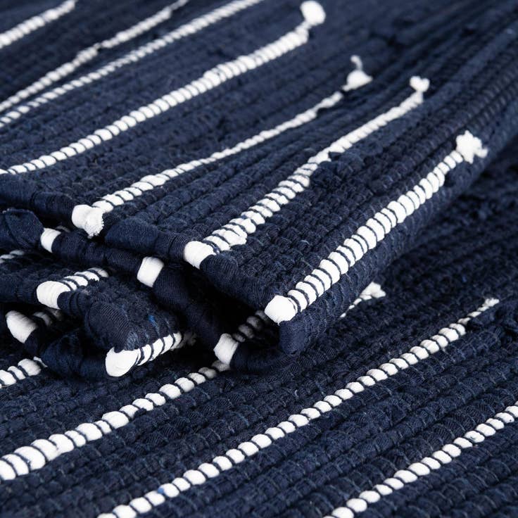 Detail image of 2' 6 x 17' 8 Hand Woven Chindi Cotton Runner Rug