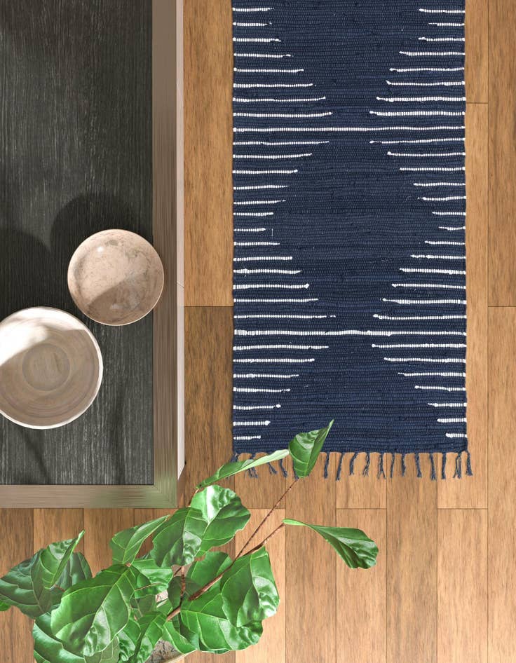 Detail image of 2' x 8'  Hand Woven Chindi Cotton Runner Rug