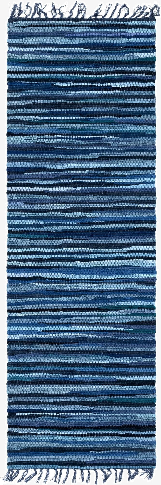 Primary image 2' 2 x 6' 7  Hand Woven Chindi Cotton Runner Rug