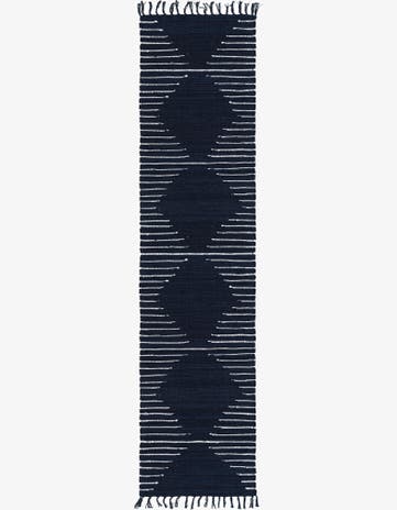 Navy Blue Hand Woven Chindi Cotton Runner Rug