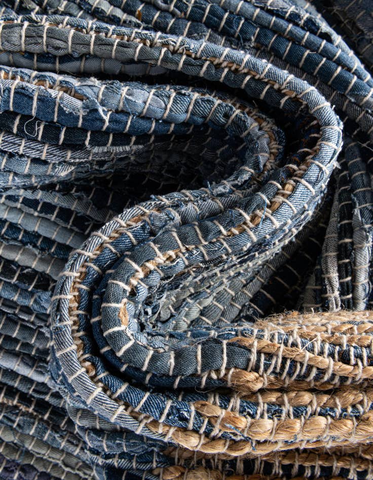 Detail image of 2' 2 x 6' 1  Hand Woven Chindi Jute Runner Rug