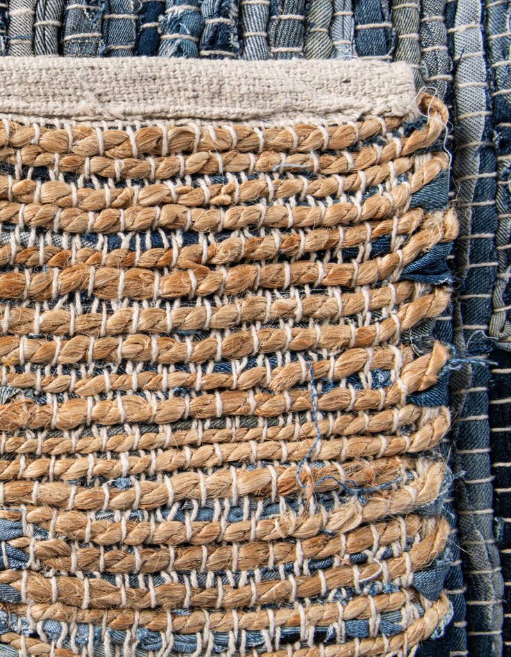 Detail image of 2' 2 x 6' 1  Hand Woven Chindi Jute Runner Rug