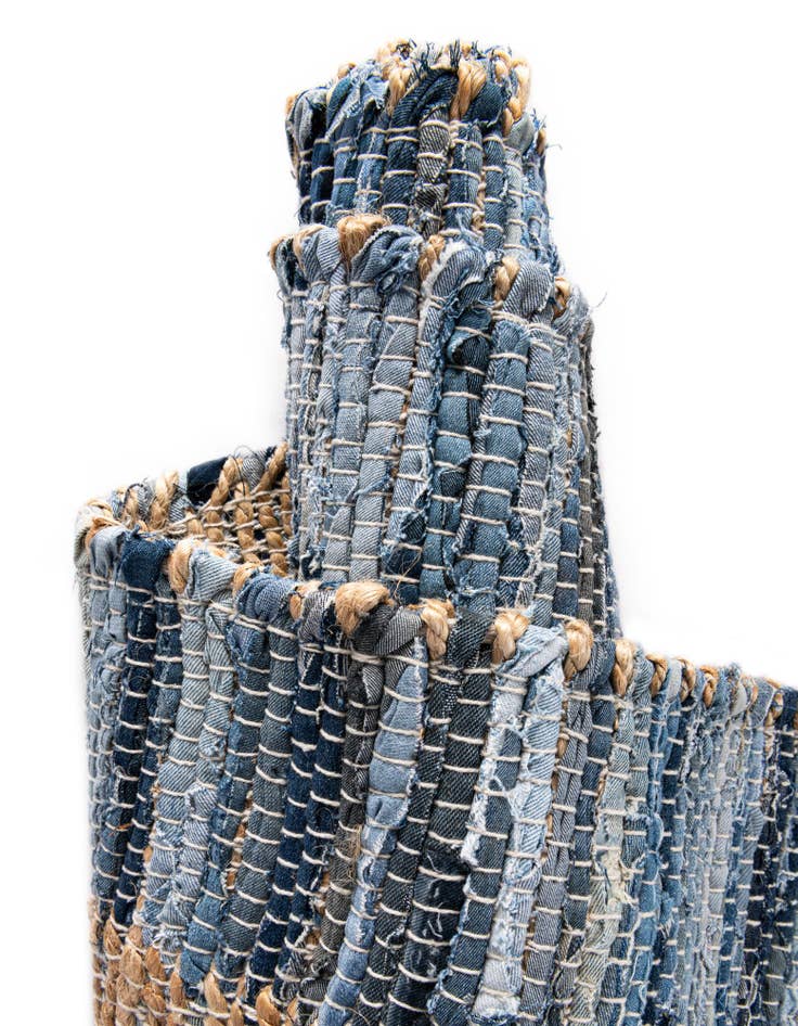 Detail image of 2' 7 x 10' Hand Woven Chindi Jute Runner Rug