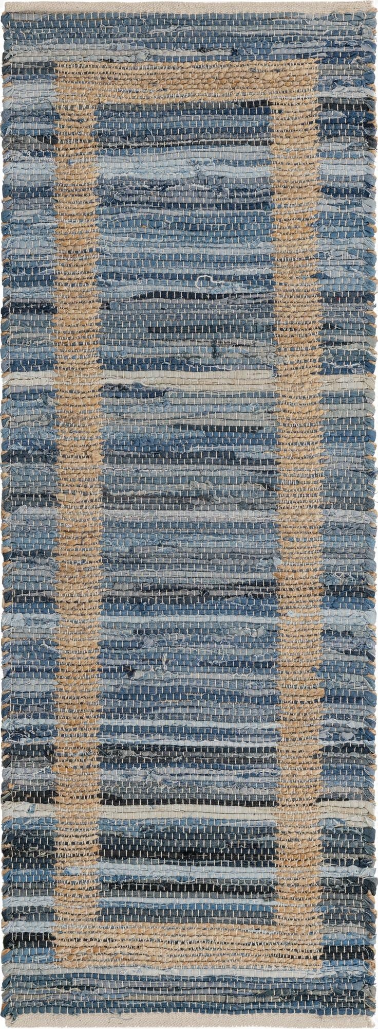 65cm x 185cm  Hand Woven Chindi Jute Runner Rug