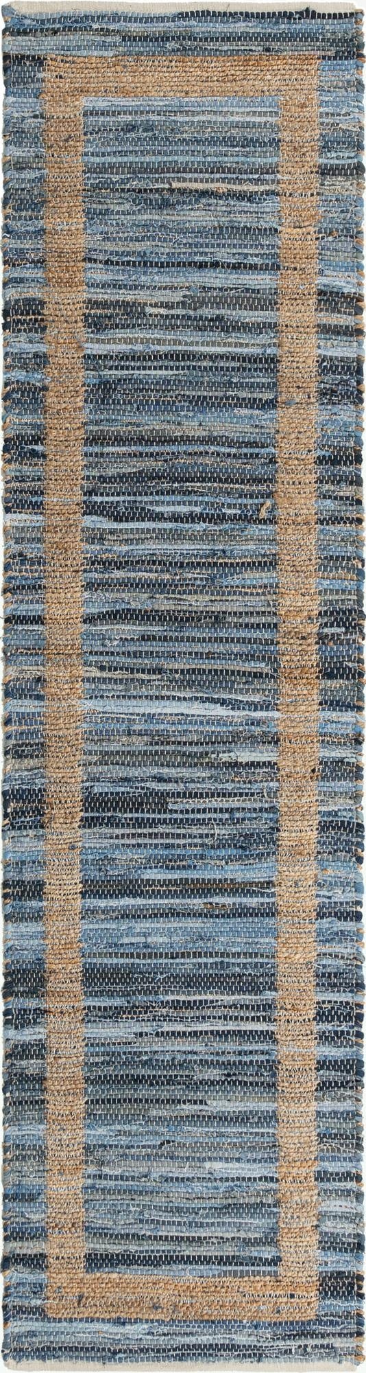 2' 7 x 10'  Hand Woven Chindi Jute Runner Rug