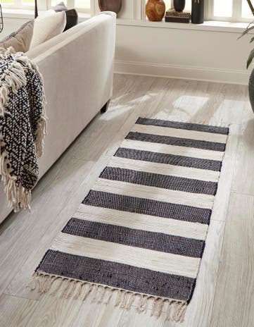 2' 7 x 6' 1 Hand Woven Chindi Rag Runner Rug