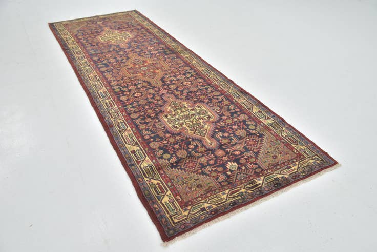 Detail image of 3' 9 x 11' Hand Knotted Darjazin Persian Wool Runner Rug