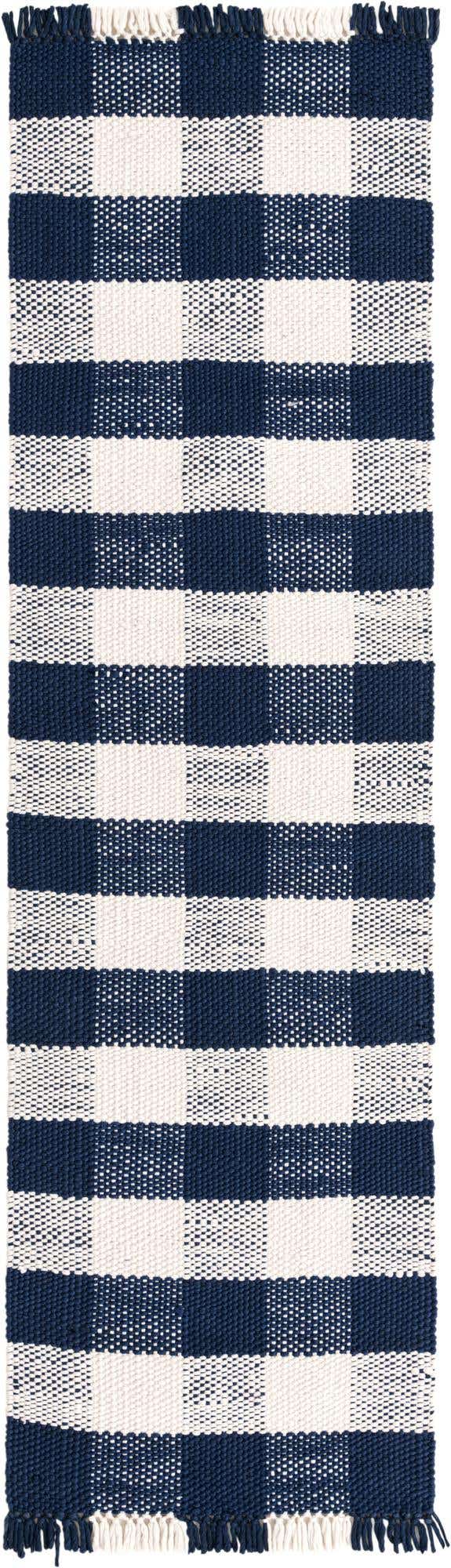 2' 7 x 10' Easy-Clean Eco Plaid Washable Indoor / Outdoor Runner Rug