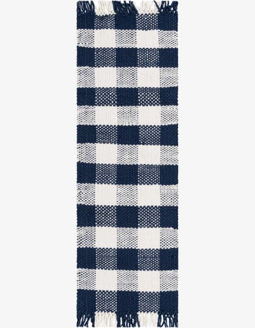 2' x 6' Easy-Clean Eco Plaid Washable Indoor / Outdoor Runner Rug