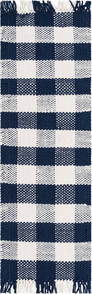 Detail image of 2' x 6' Easy-Clean Eco Plaid Washable Indoor / Outdoor Runner Rug