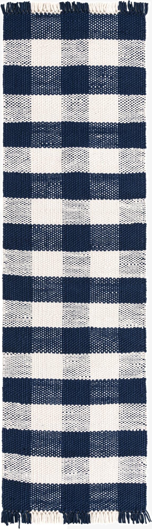 2' 7 x 10' Eco Plaid   Washable Indoor / Outdoor Runner Rug