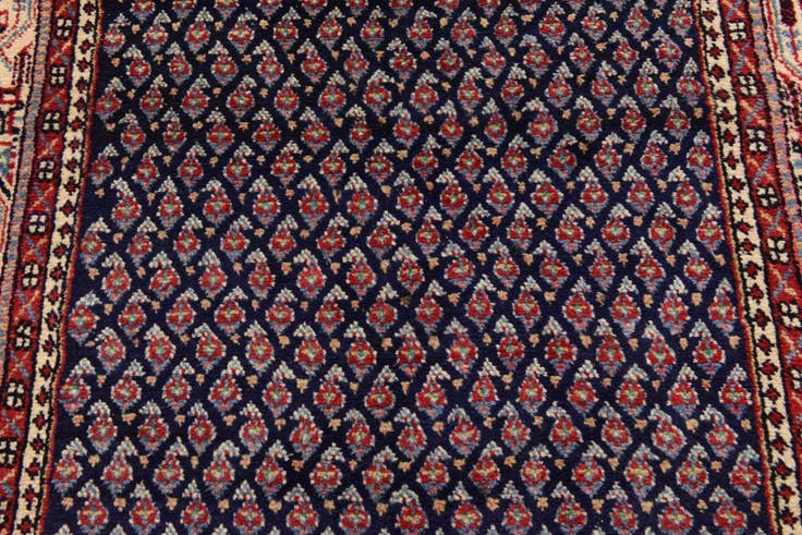 Detail image of 3' 8 x 10' 8 Hand Knotted Farahan Persian Wool Runner Rug