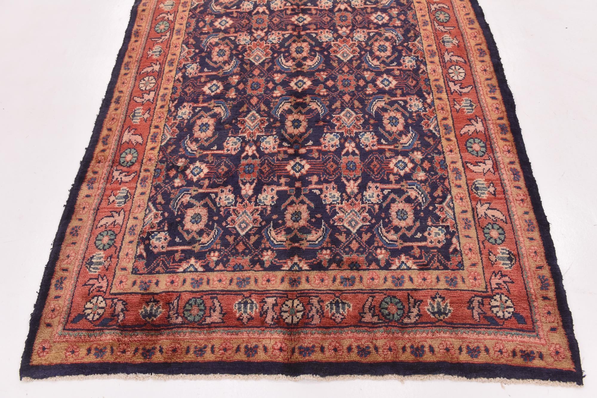 5' 2 x 10' 7 Hand Knotted Farahan Persian Wool Runner Rug