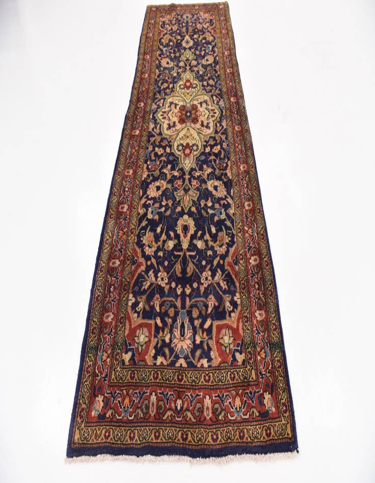 Detail image of 3' 9 x 10' 10 Hand Knotted Farahan Persian Wool Runner Rug