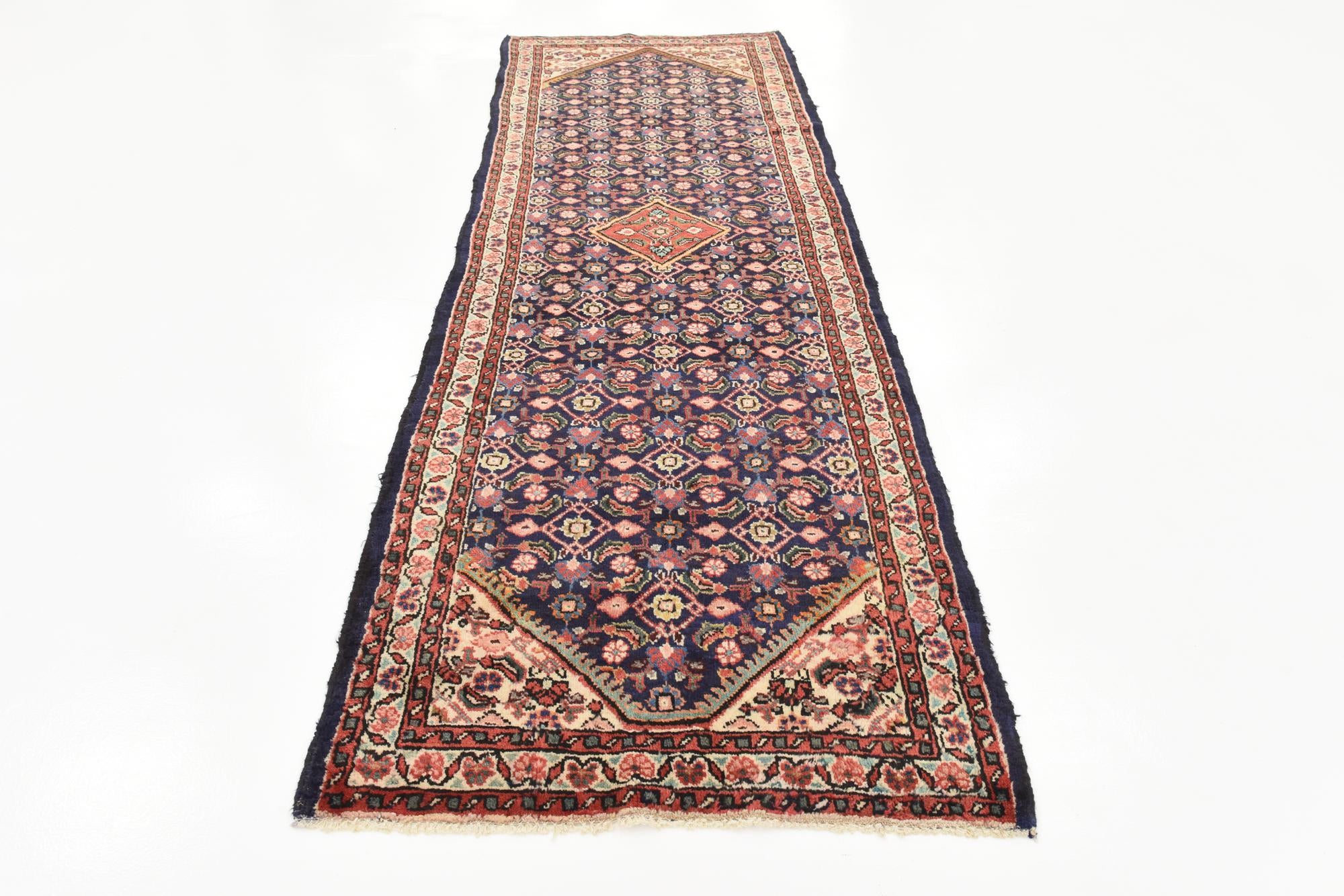105cm x 320cm Hand Knotted Farahan Persian Wool Runner Rug