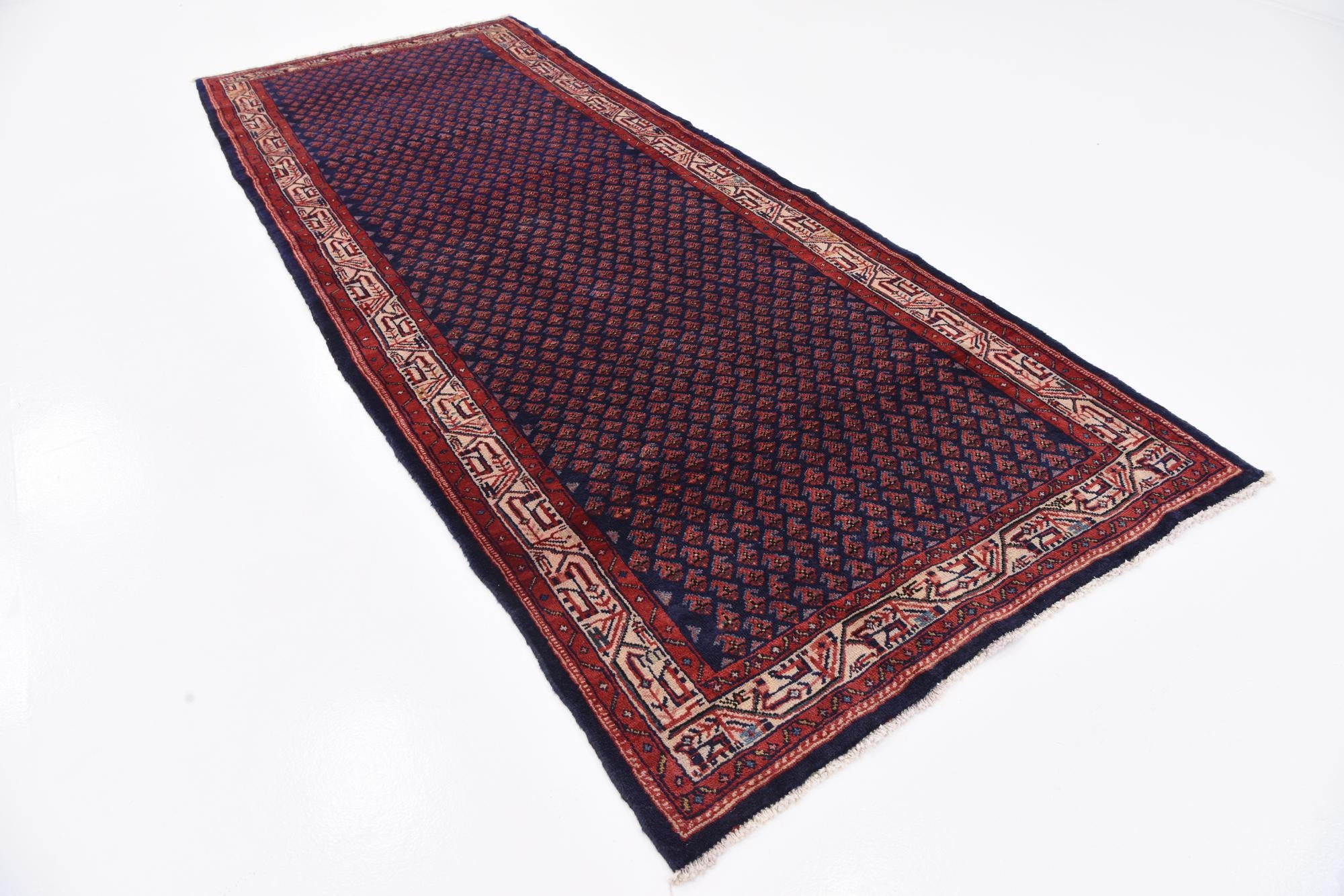 4' 5 x 11' Hand Knotted Farahan Persian Wool Runner Rug