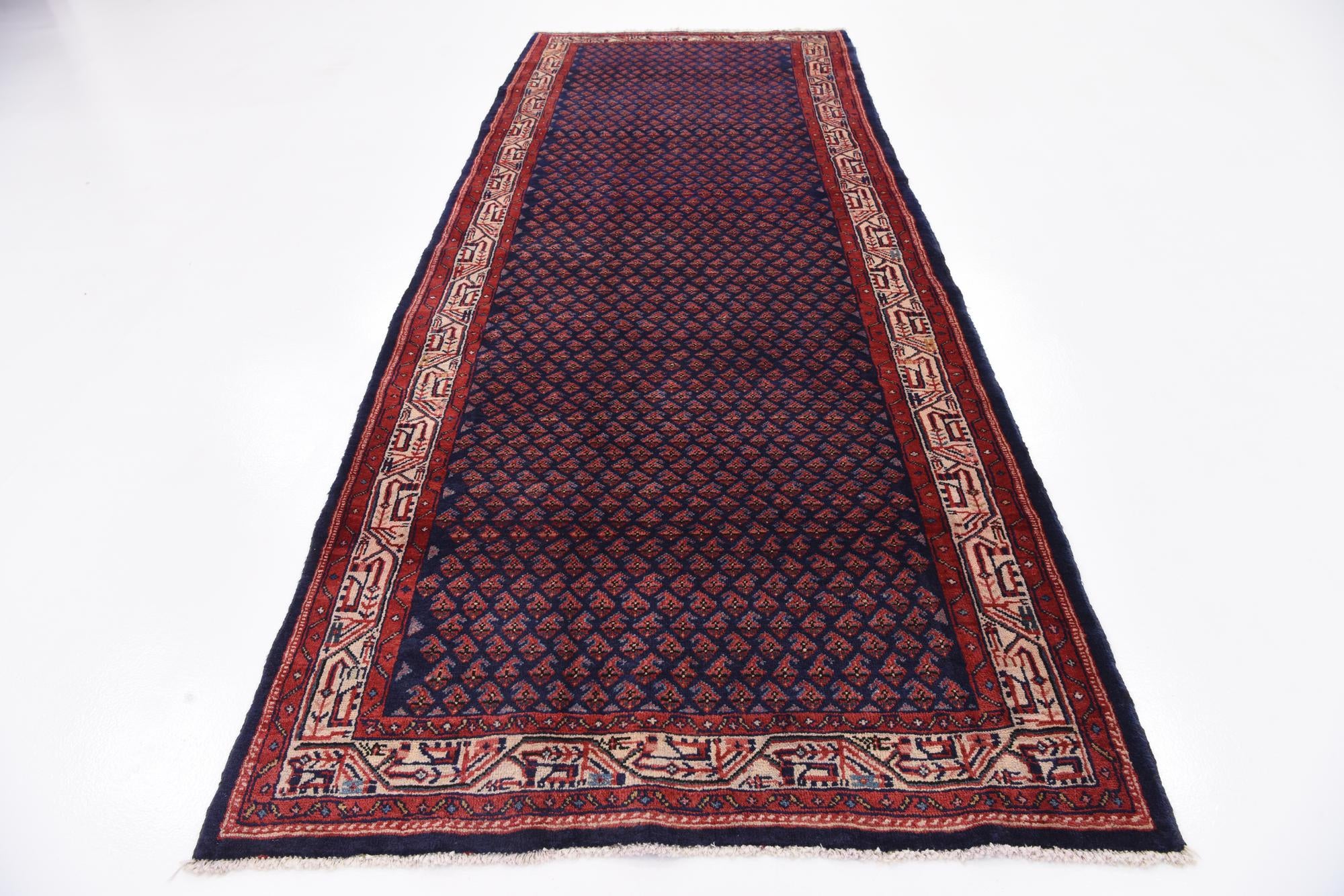 4' 5 x 11' Hand Knotted Farahan Persian Wool Runner Rug