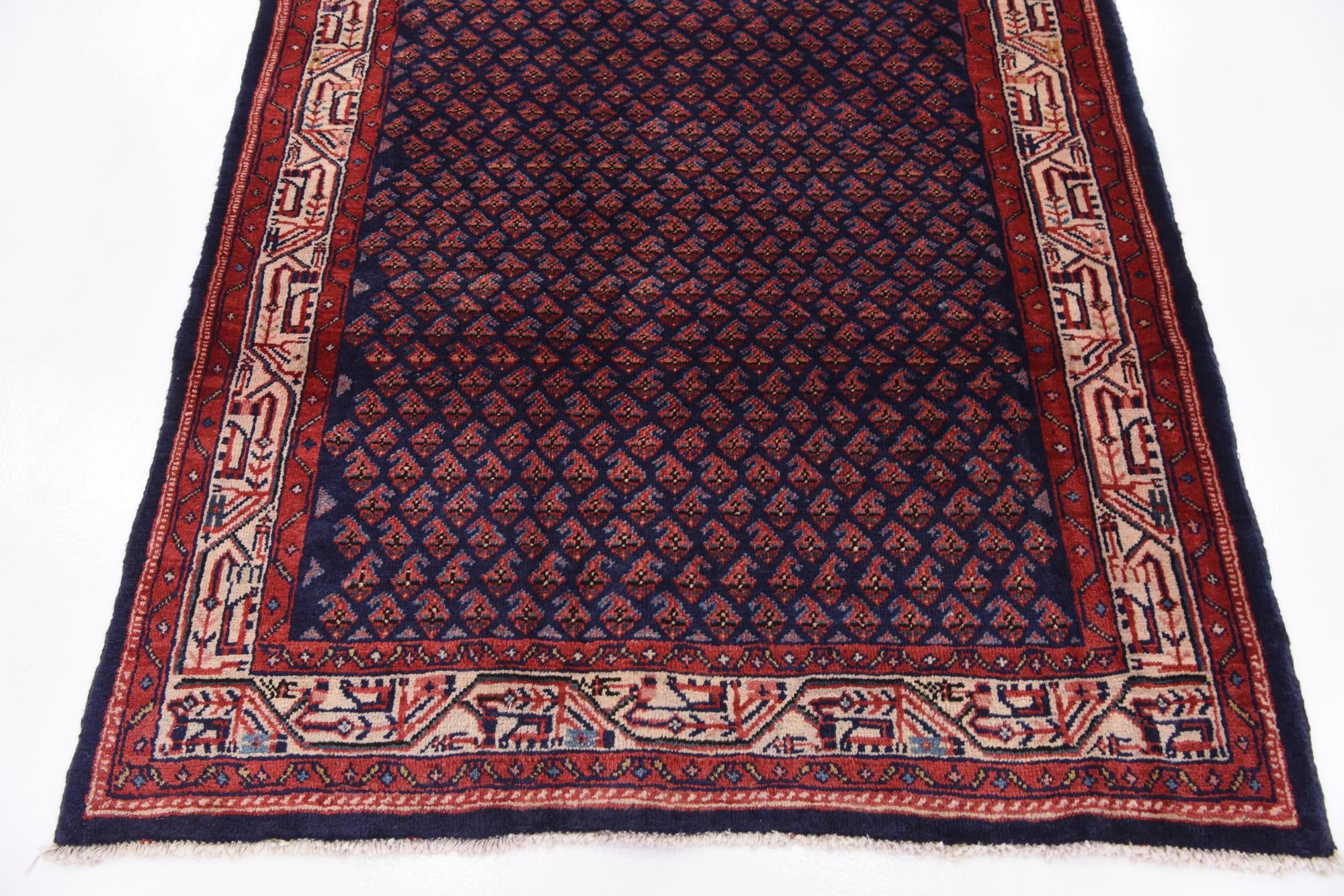 4' 5 x 11' Hand Knotted Farahan Persian Wool Runner Rug