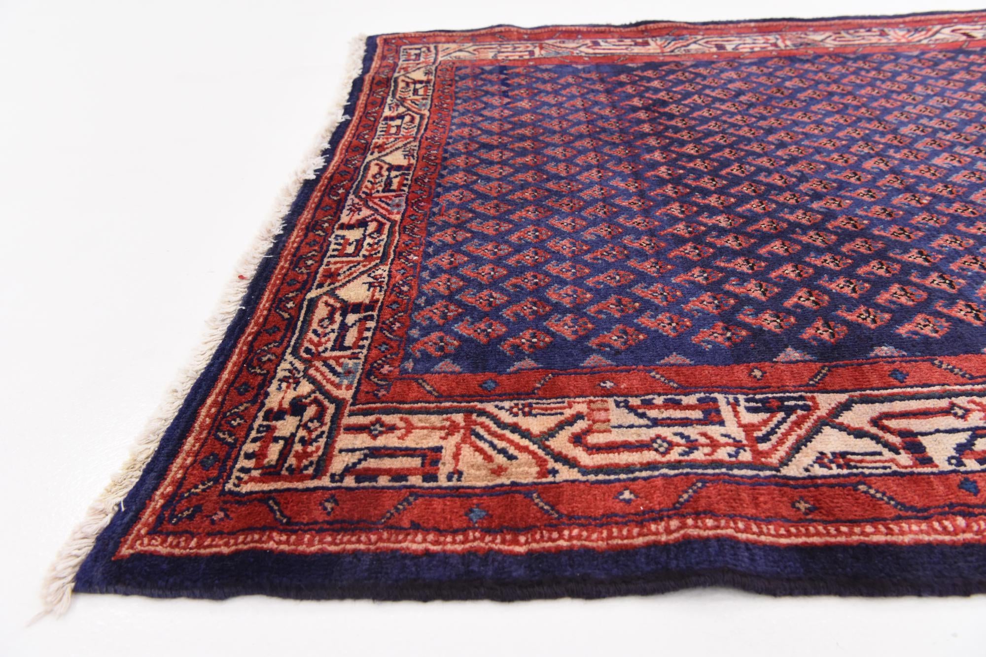 4' 5 x 11' Hand Knotted Farahan Persian Wool Runner Rug