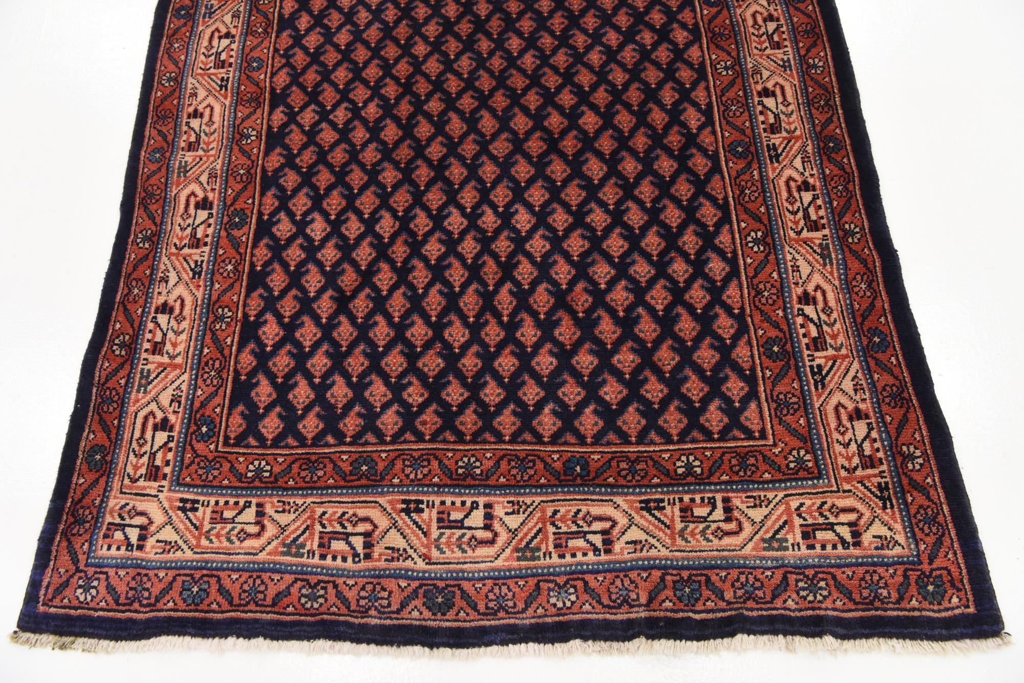 120cm x 310cm anudado a mano Farahan Alfombra Persa Lana Pasillera