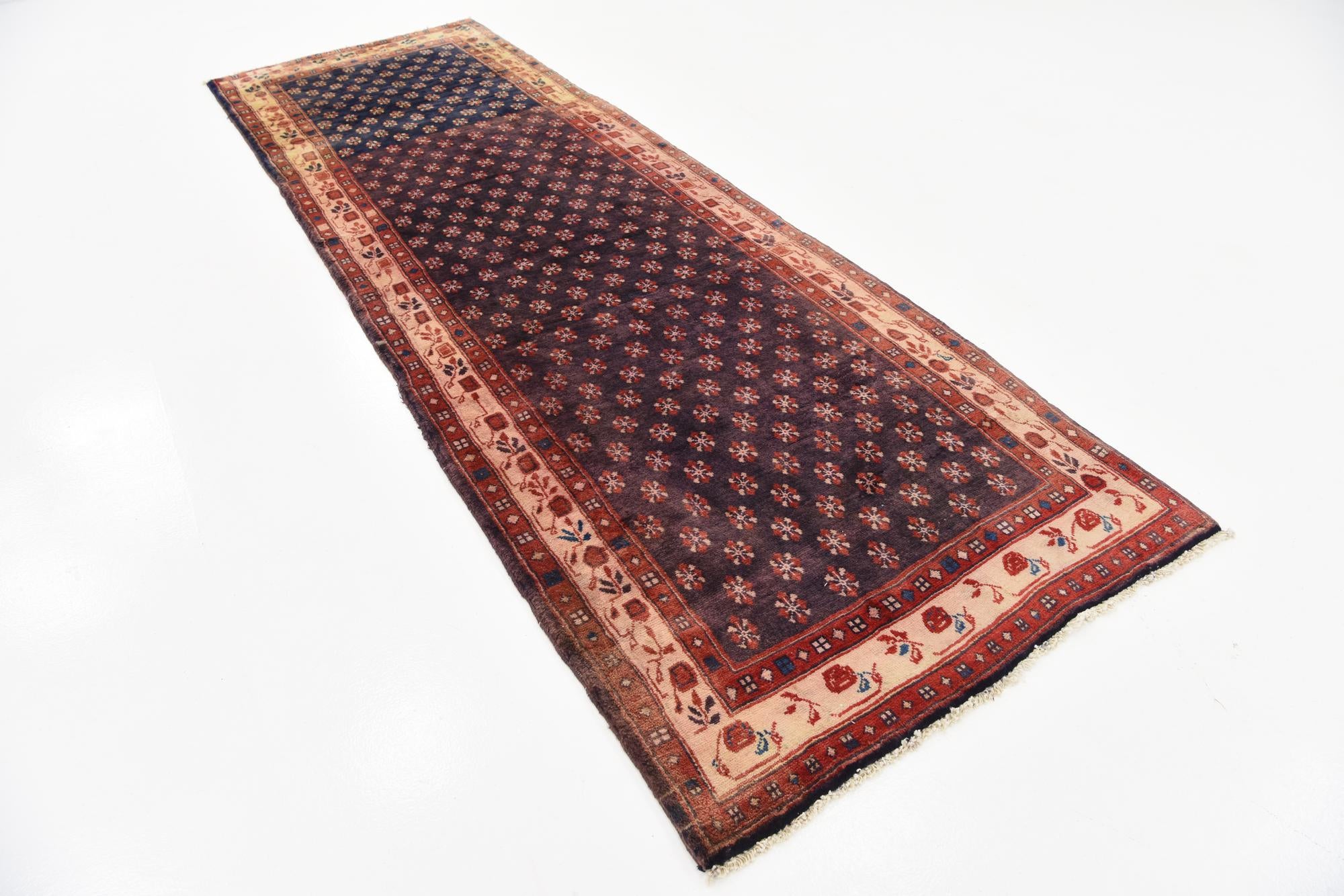 110cm x 340cm Hand Knotted Farahan Persian Wool Runner Rug