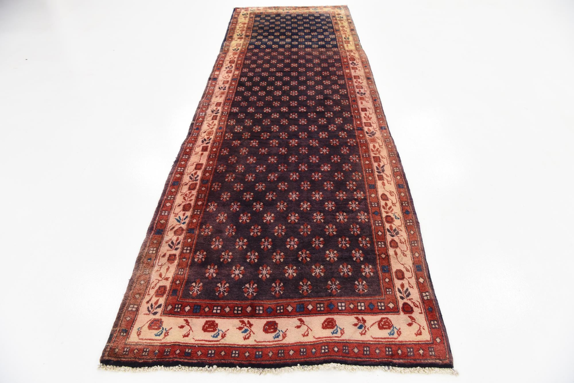 110cm x 340cm Hand Knotted Farahan Persian Wool Runner Rug