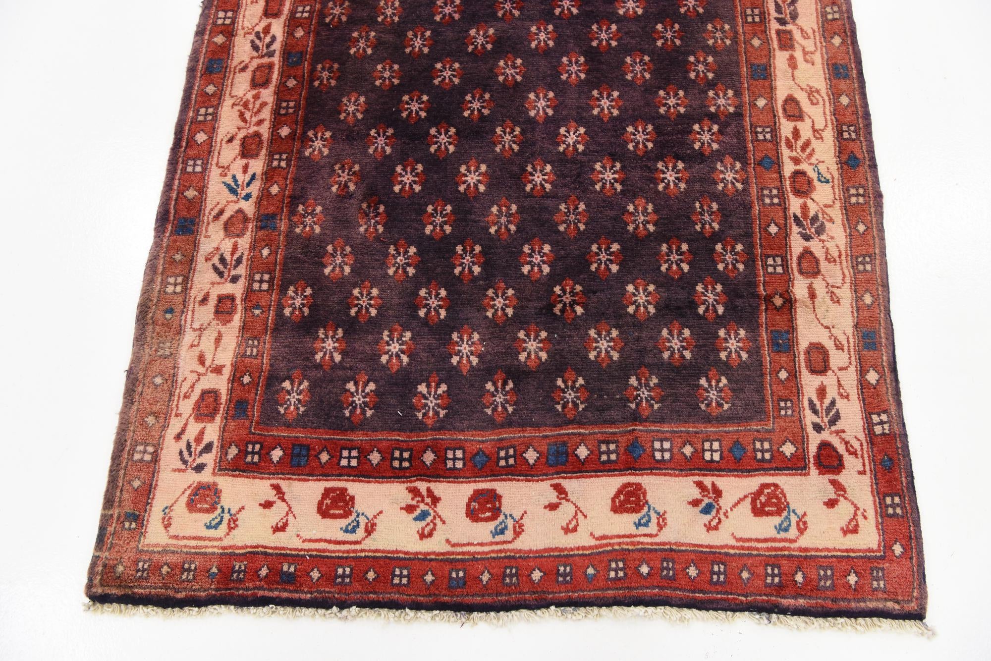 110cm x 340cm Hand Knotted Farahan Persian Wool Runner Rug