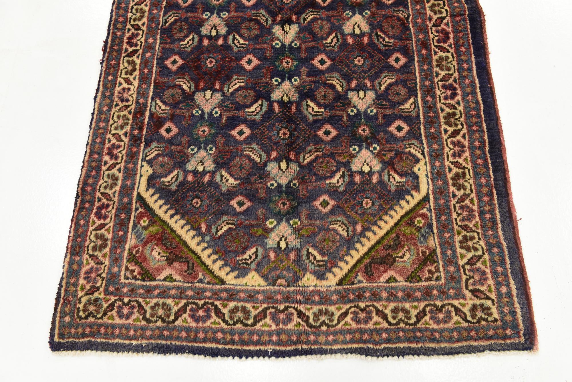 105cm x 320cm anudado a mano Farahan Alfombra Persa Lana Pasillera