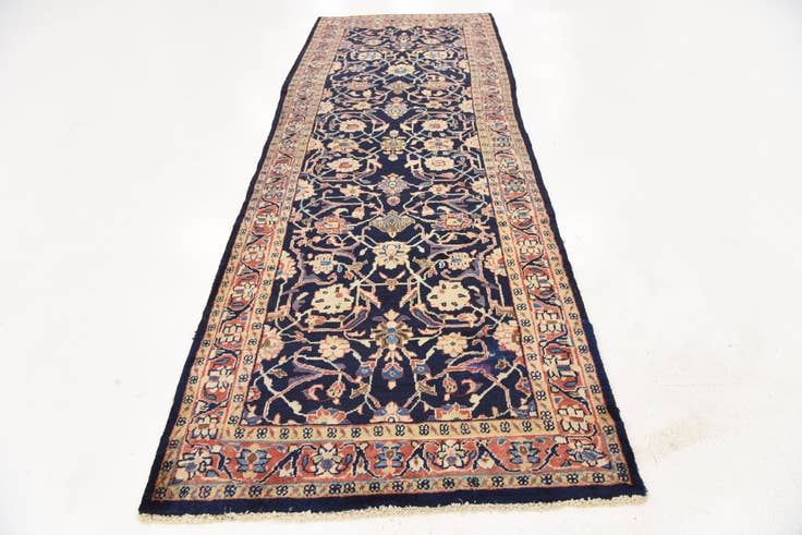 Detail image of 3' 9 x 10' Hand Knotted Farahan Persian Wool Runner Rug