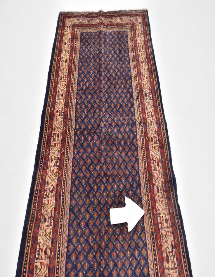 Detail image of 3' 6 x 10' 2  Hand Knotted Farahan Persian Wool Runner Rug