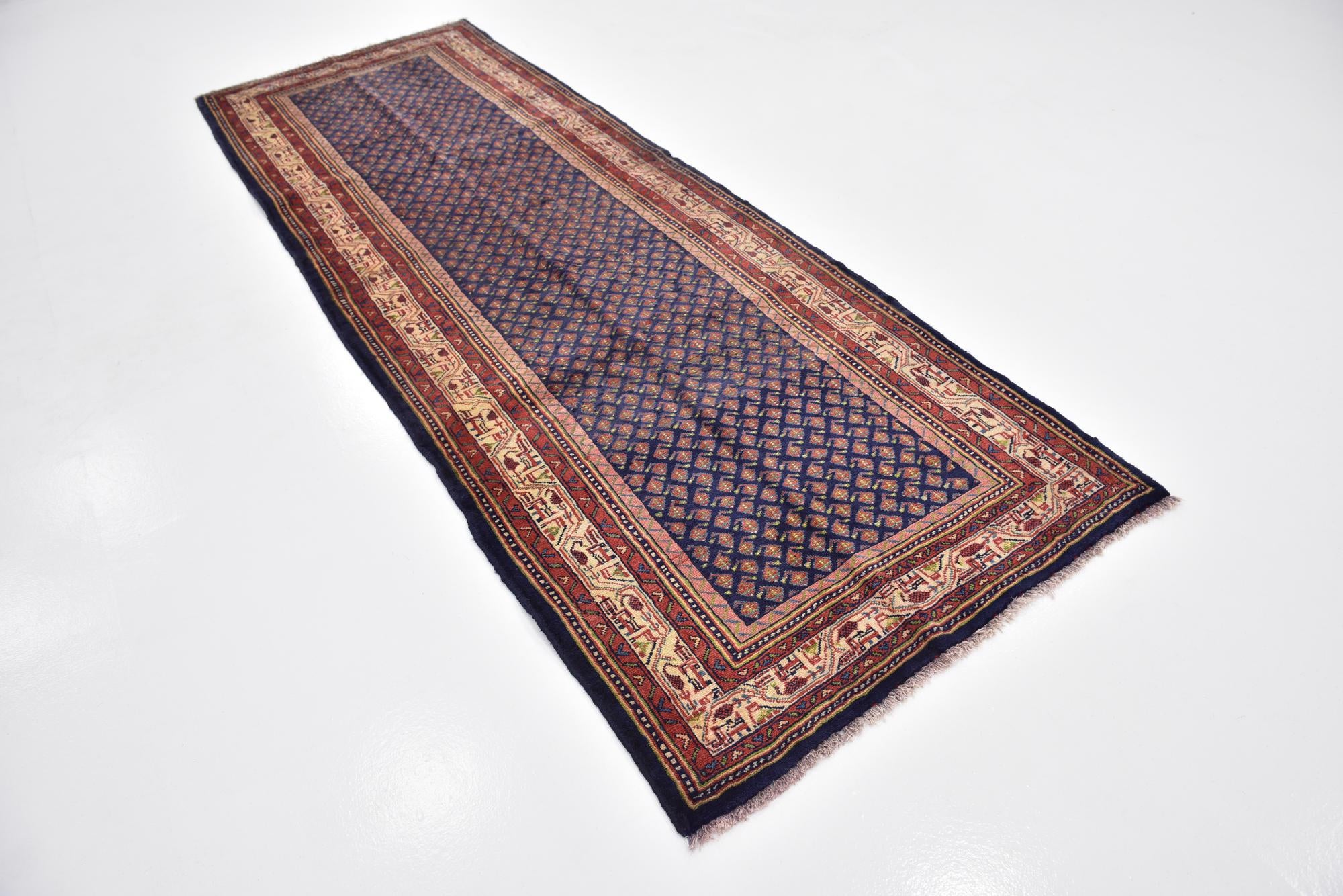 3' 6 x 10' 2 Hand Knotted Farahan Persian Wool Runner Rug
