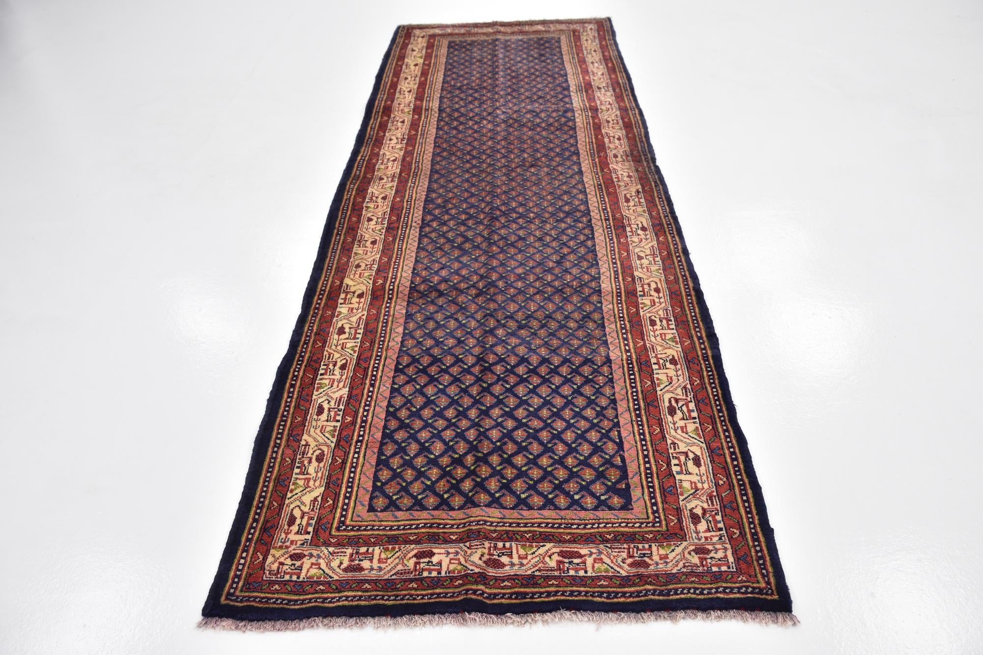 3' 6 x 10' 2 Hand Knotted Farahan Persian Wool Runner Rug