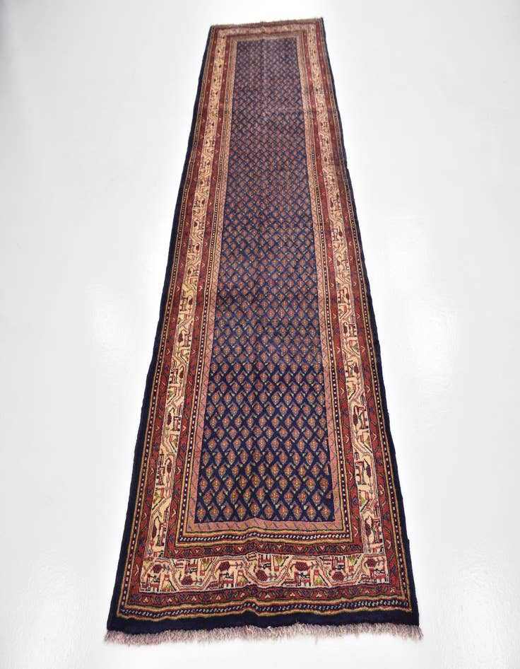 Detail image of 3' 6 x 10' 2 Hand Knotted Farahan Persian Wool Runner Rug