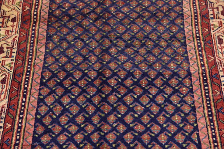 Detail image of 3' 6 x 10' 2 Hand Knotted Farahan Persian Wool Runner Rug